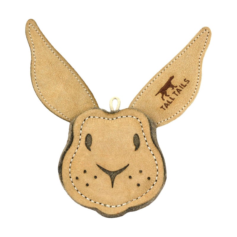 Tall Tails Dog Natural Leather Scrappy Fetch Toy for Dogs, Rabbit - Image 1